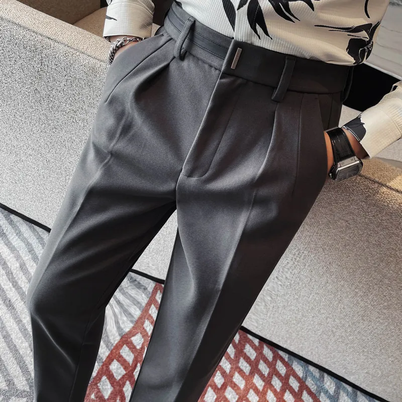 High Quality Winter Woolen Suit Pants for Men Thick and Warm Casual Business Dress Pants Office Social Wedding Trousers