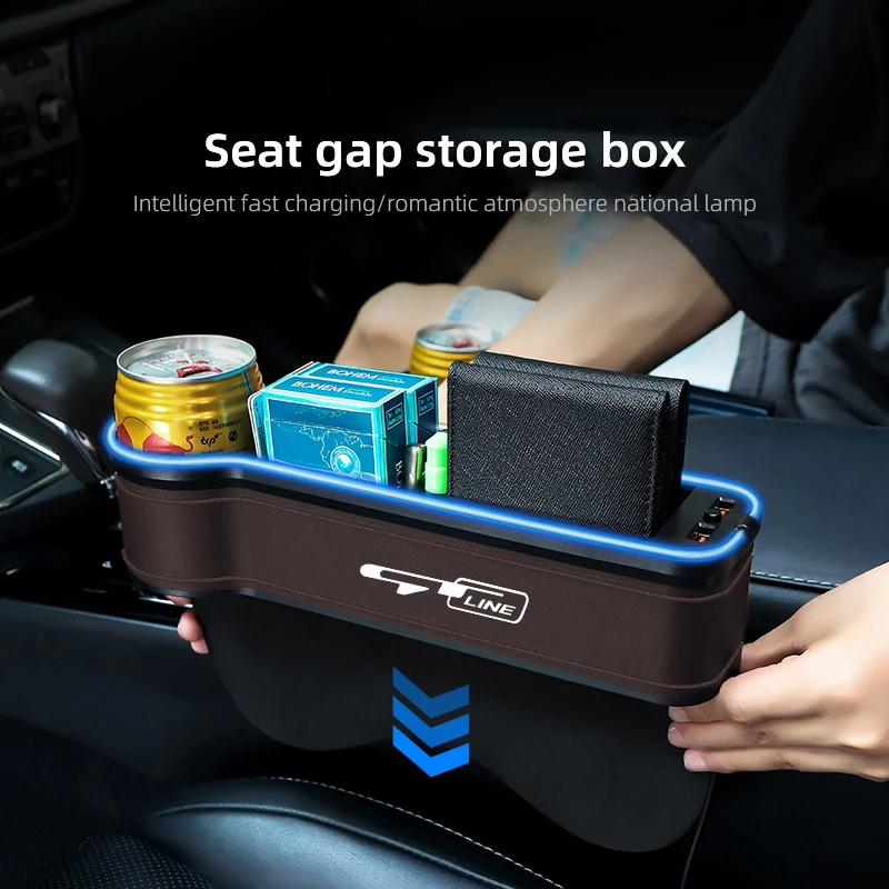 Car Seat Gap Filler Cup Holder 7 Colours Changing LED For KIA Sportage Rio Ceed Picanto K5 K9 Cadenza Sedona Sorent