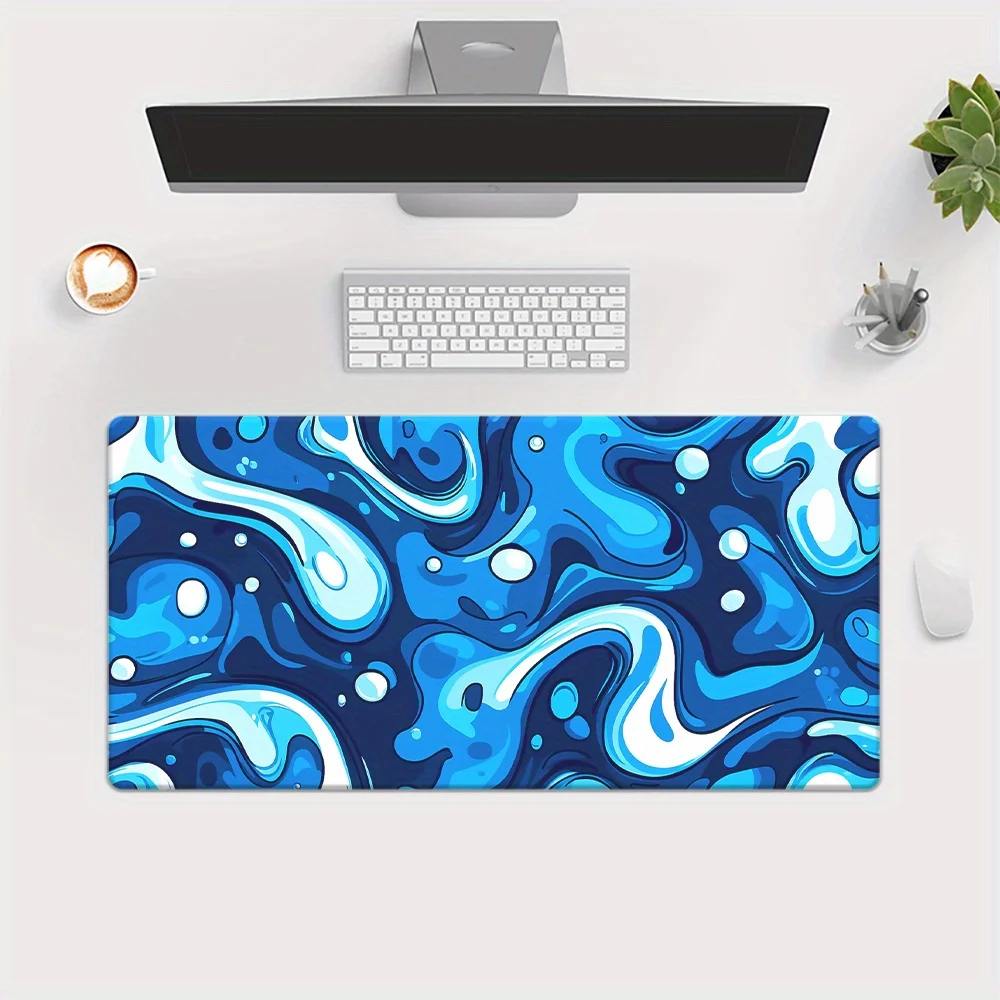 Abstract Blue Swirl Liquid XXL Gaming Mouse Pad Rubber Non-Slip Desk Mat for Computer PC Office