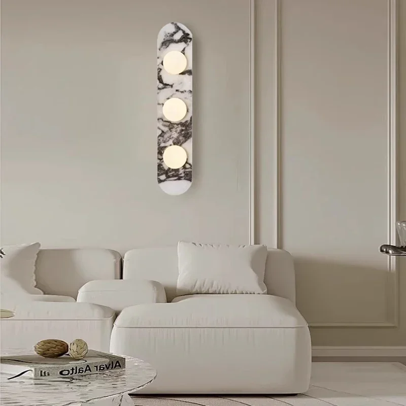 

White Black Natural Marble Wall Lamp White Glass 8cm G9 Bulb Sconce For Indoor Foyer Aisle Restaurant Bedroom Dropshipping