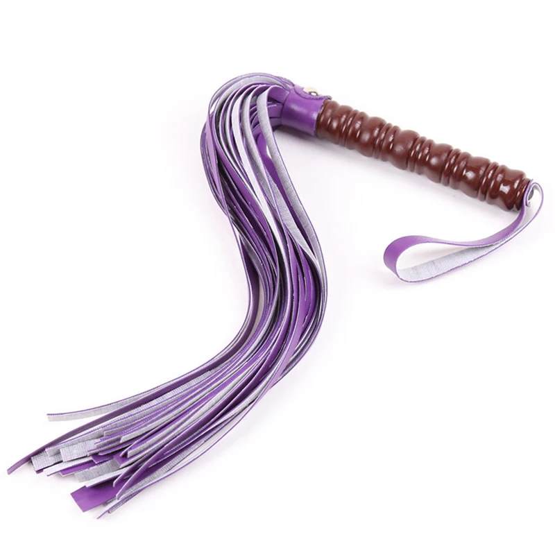 49cm Plastic Handle Leather Tassels Horse Whip Riding Crop Flogger Paddle Slapper Horse Training Dressage Whips