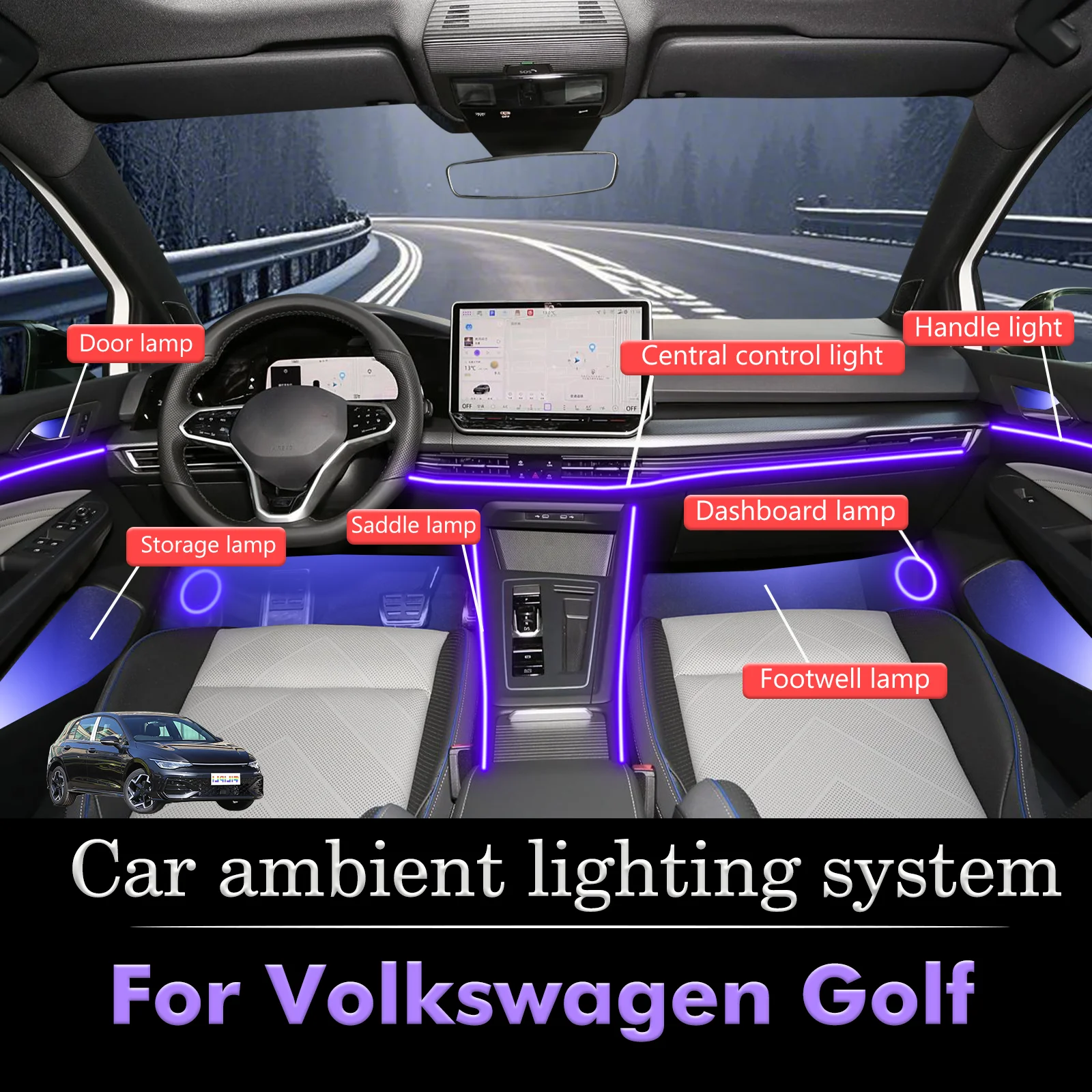 For Volkswagen Golf Sportsvan  Sync-Scape Car Interior Lights: Where App Control Meets RGB Music Visualization