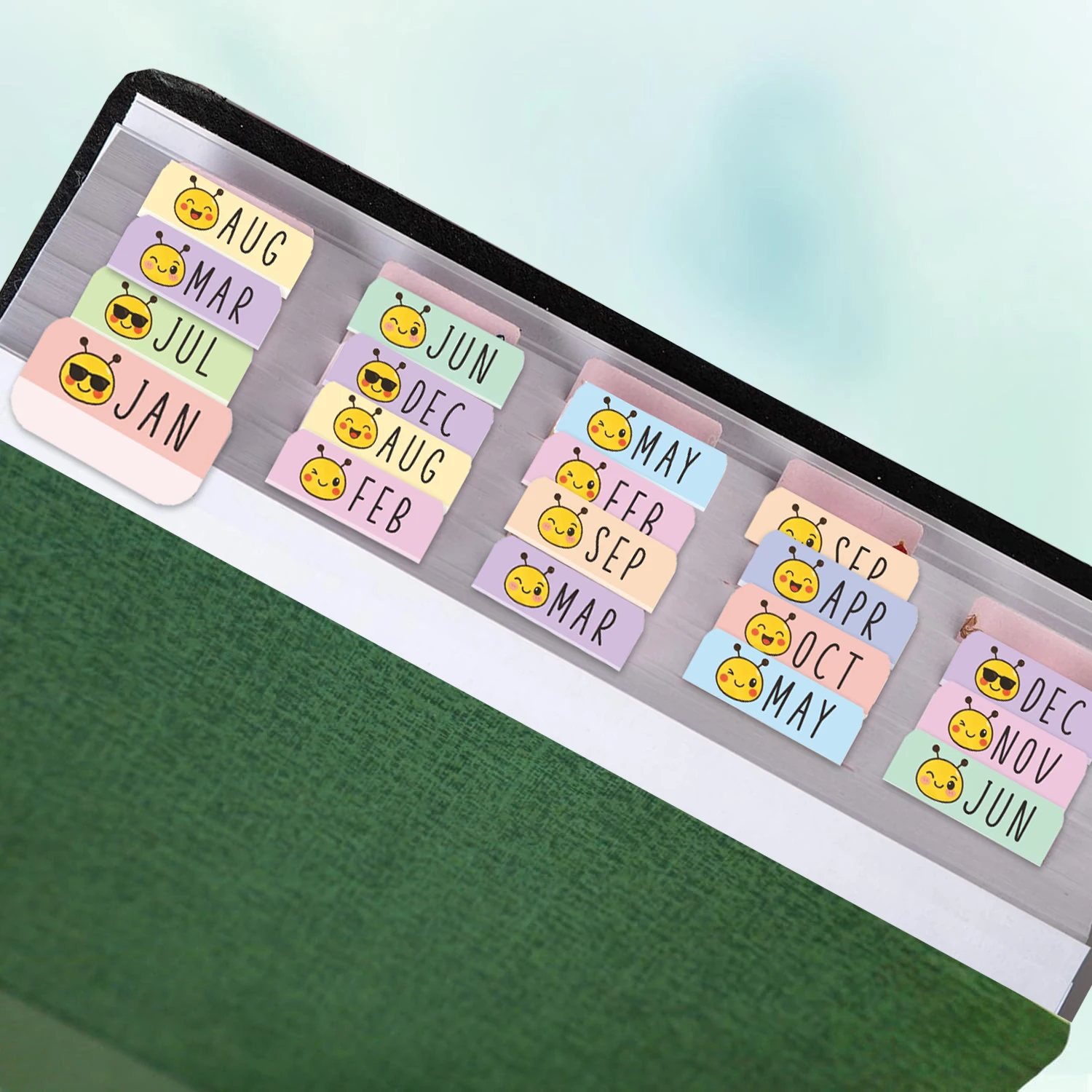 32pcs Monthly Planner Tabs - Adhesive Index Stickers for Planners, Journals, & Organizers | Decorative Tabs for Office & Study P