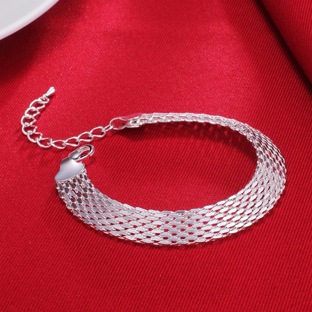 925 Sterling Silver Gift 8 Inches 10MM Braided Strap Bracelet For Women Fashion Wedding Couple Party Jewelry Wholesale