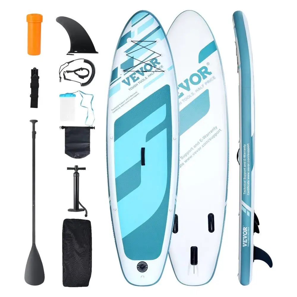 

Inflatable Stand-Up Paddle Board 10ft x33inx6inx Wide Non-Slip Deck Accessories Set Including Pump Paddle Fin Phone Bag Backpack