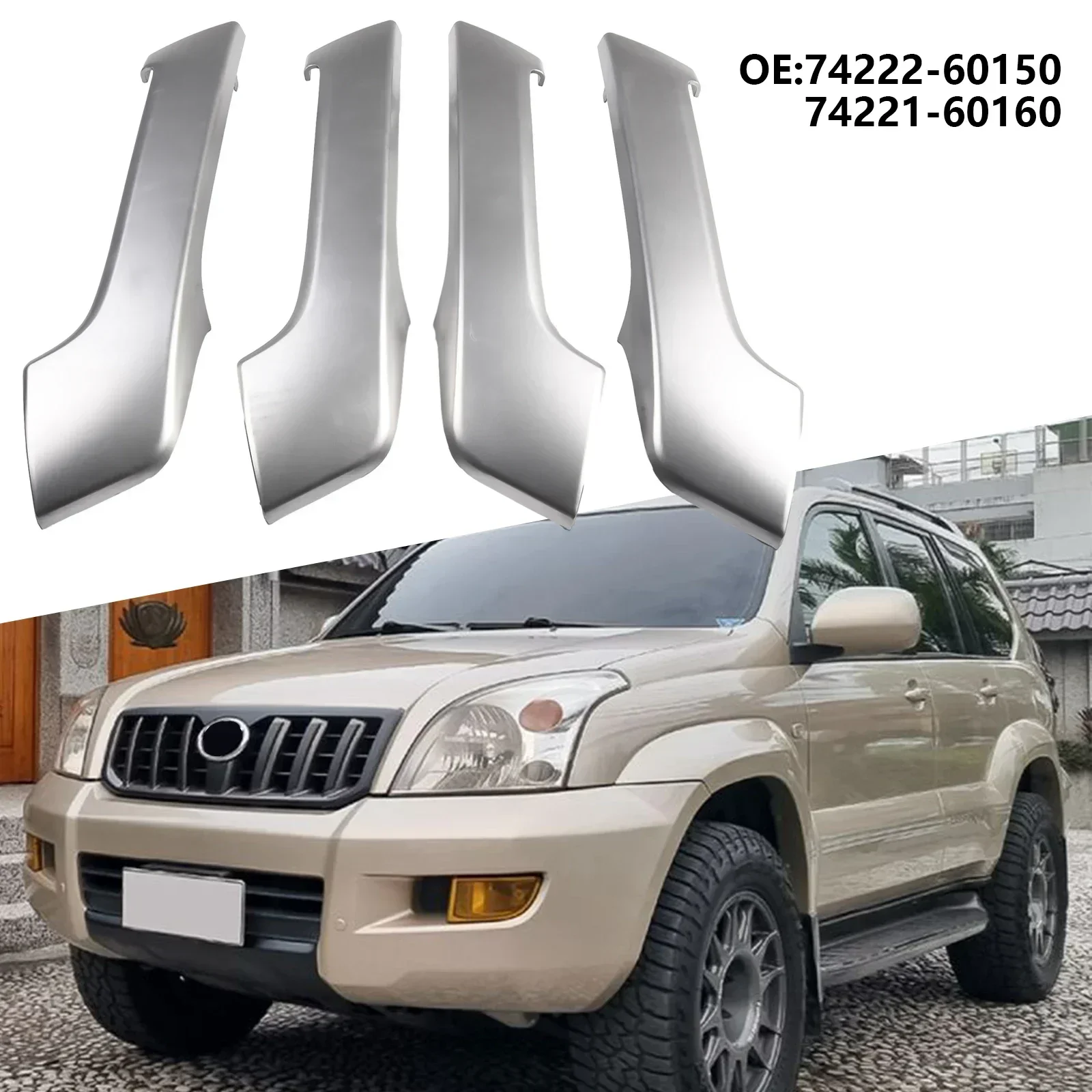 4pcs For Toyota-Land For Cruiser Prado 150 2010-2017 Interior 4 Door Handle Cover Decor Trim Front Rear 74222-60150 74221-60160