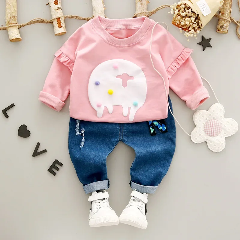 Baby Girls Sweater Pants 2 Pcs Suit Spring Autumn Kids Casual Clothes Infant Clothing Sets Children Outfits Princess Costume