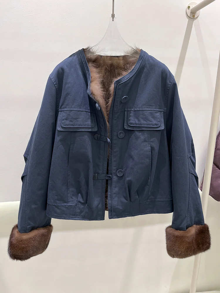 2025 Moda Inverno Caldo Lady Capispalla Vera Pelliccia Fodera Giubbotti Donna Genuino Naturale Sable Cappotto di Pelliccia di Visone Spessore