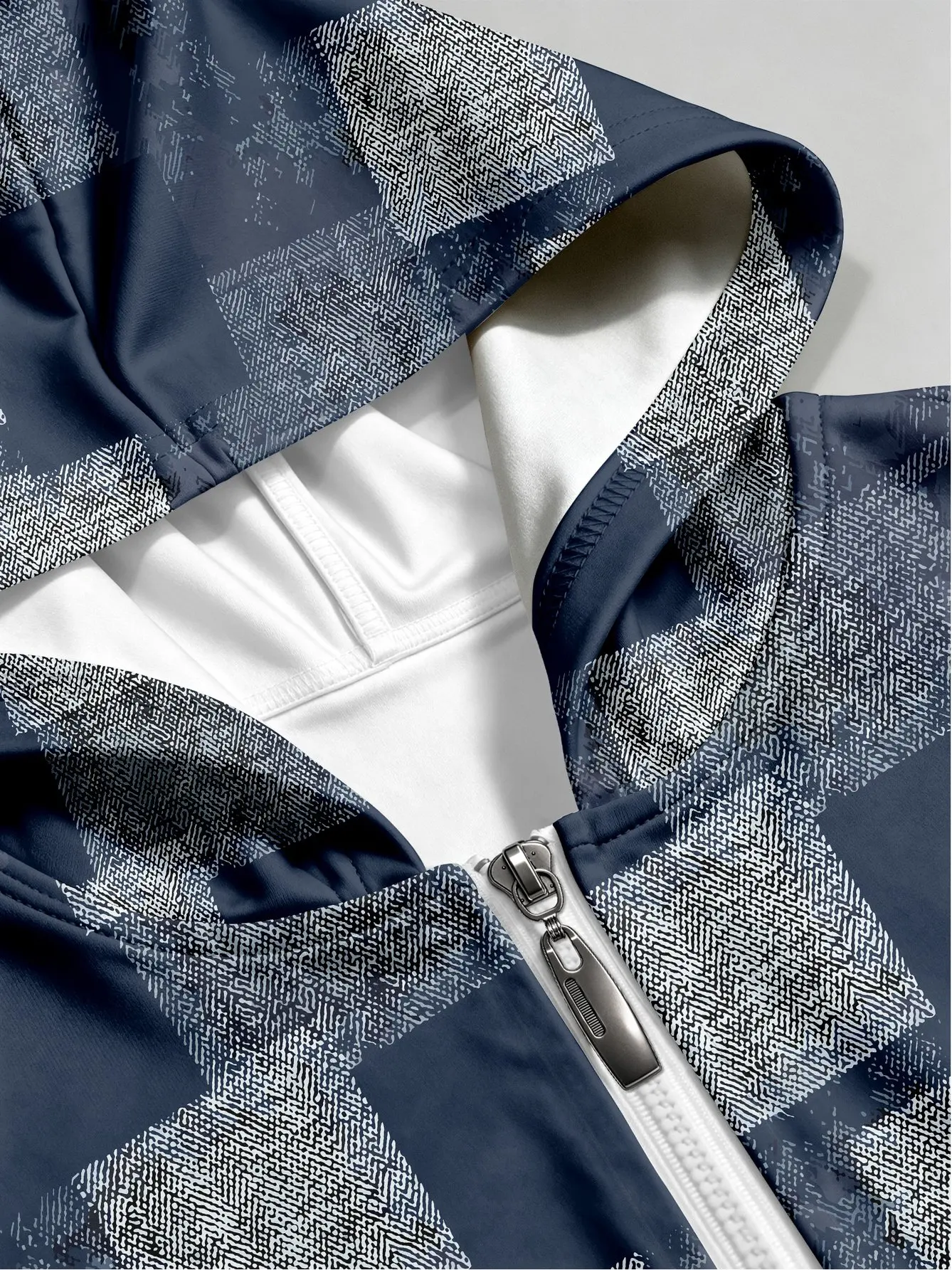 Infant Navy Geometric Texture Raglan Sleeve Zip Hooded Sweatshirt and Pants Set Top without Pockets, Pants with Pockets Jogger C 5
