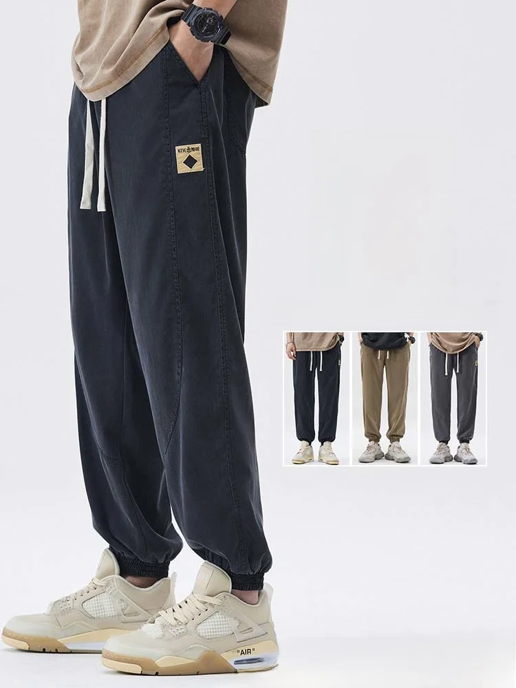 

Свободные мужские спортивные брюки в американском стиле ретро, осенне-весенние модные брендовые брюки с манжетами, молодежные Vitali Sle против морщин