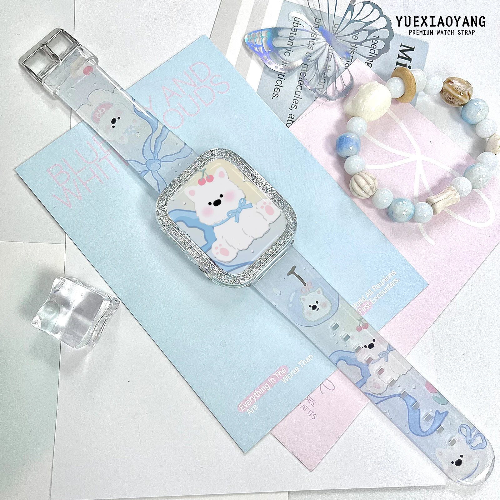 

Bowknot lines Love Printed Strap for Apple Watch 11 10 9 8 Band Replaceable Bracelet for iWatch 46mm 42mm 41mm 40mm Watchband