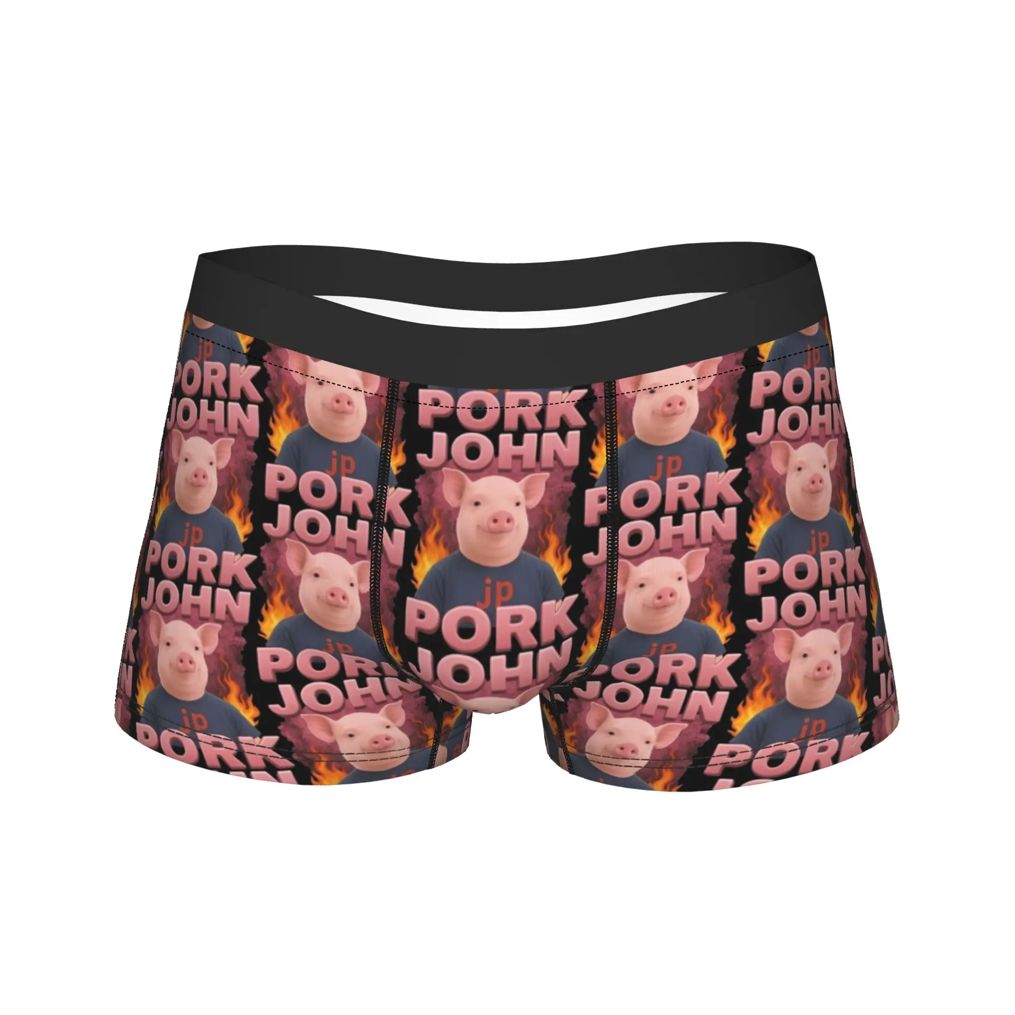 Man JOHN PORK Pink Pig Long Underwear  Funny Boxer Briefs Shorts Panties Male Soft Underpants M-XXL