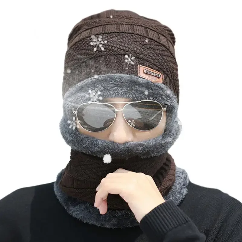 Gorro de invierno y calentador de cuello, polaina de esquí de invierno, cubierta de cuello de punto para clima frío, bufanda y sombrero de invierno, bufanda a prueba de viento, conjunto de guantes y sombrero