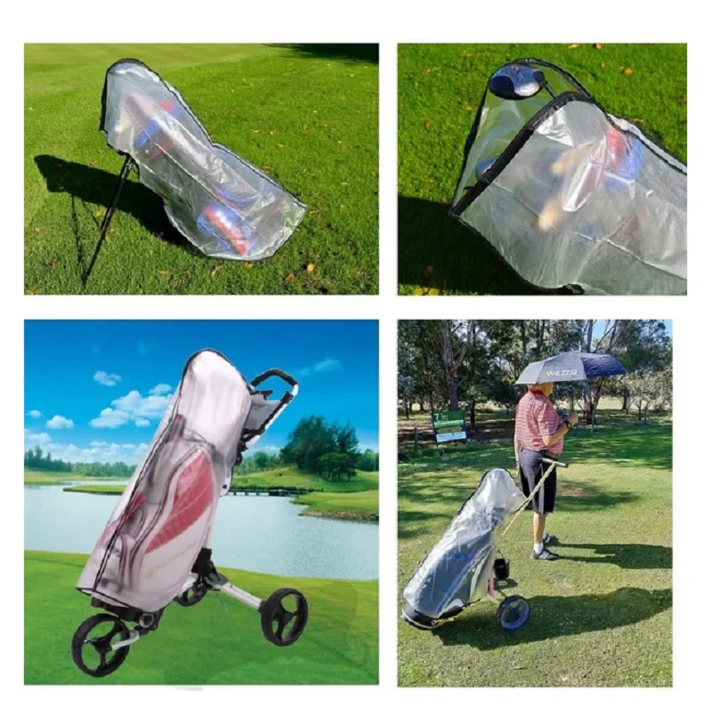 HOW TRUE Golf Bag Rain Cover Waterproof PVC Golf Bag Rain Protection Cover with Hood for Golf Push Carts