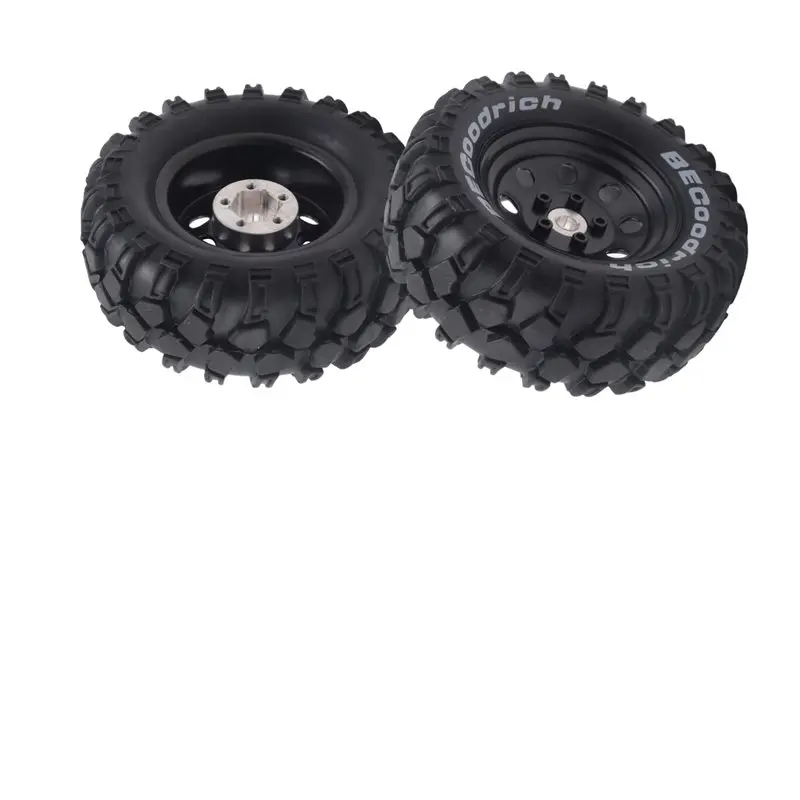 YSUN-4Pcs 1.9 Inch Metal Wheel Rim Rubber Tire For 1/10 RC Crawler TRX4 SCX10 D90 4103 90046 FR4 FMS NT4-Black Parts Accessories