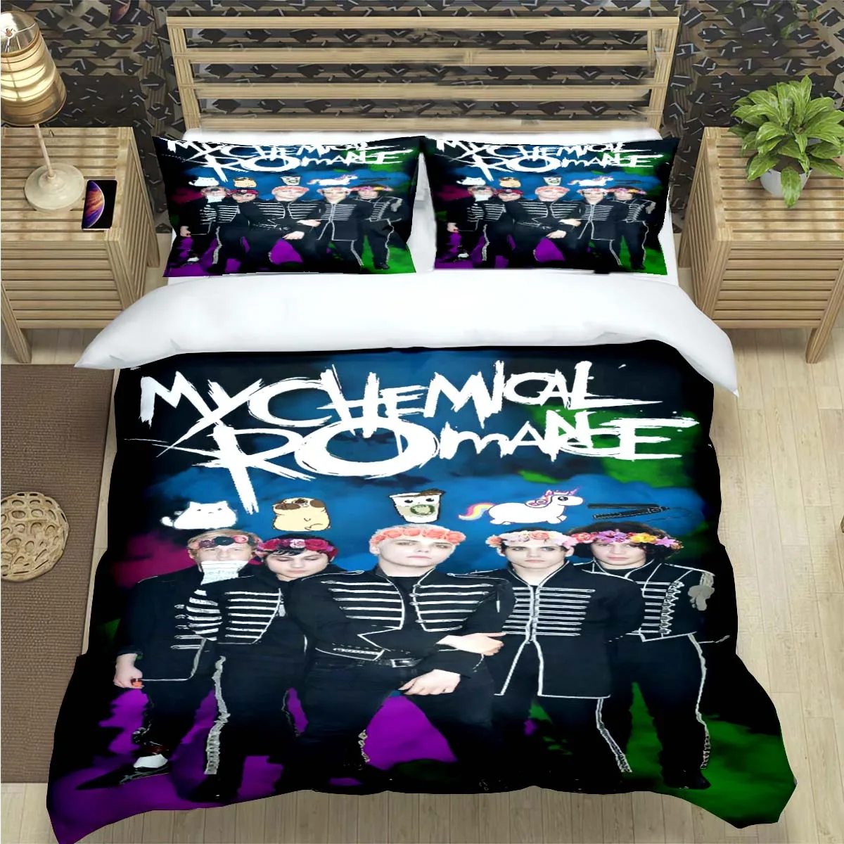 

Hot M-Mikey Way-My Chemical Romance Print Bedding Sets Bed Supplies Set Comforter Set Teens Girls Cartoon Twin Single Kid Gift