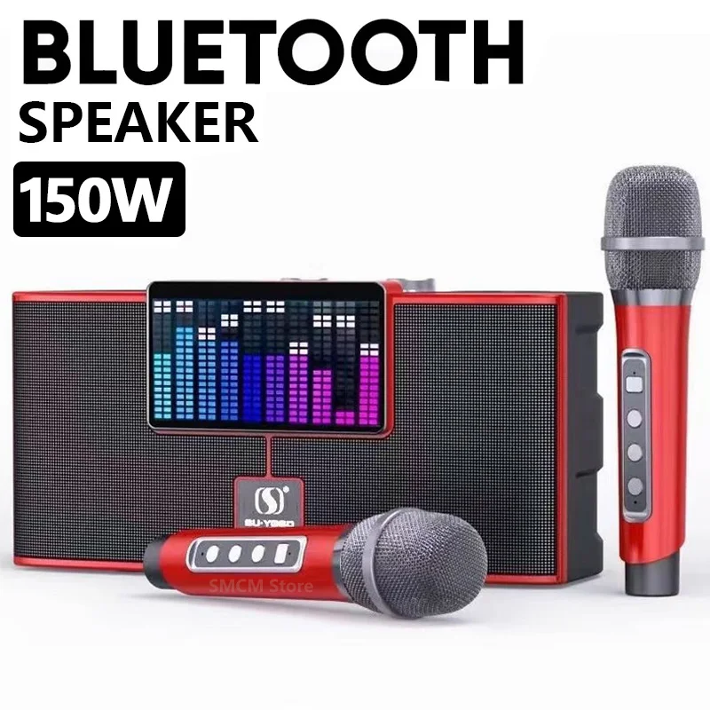 

Ys-208 150W High Power RGB Pickup Rhythm Light Wireless Portable Microphone Bluetooth Speaker Sound Family Karaoke TF Subwoofer