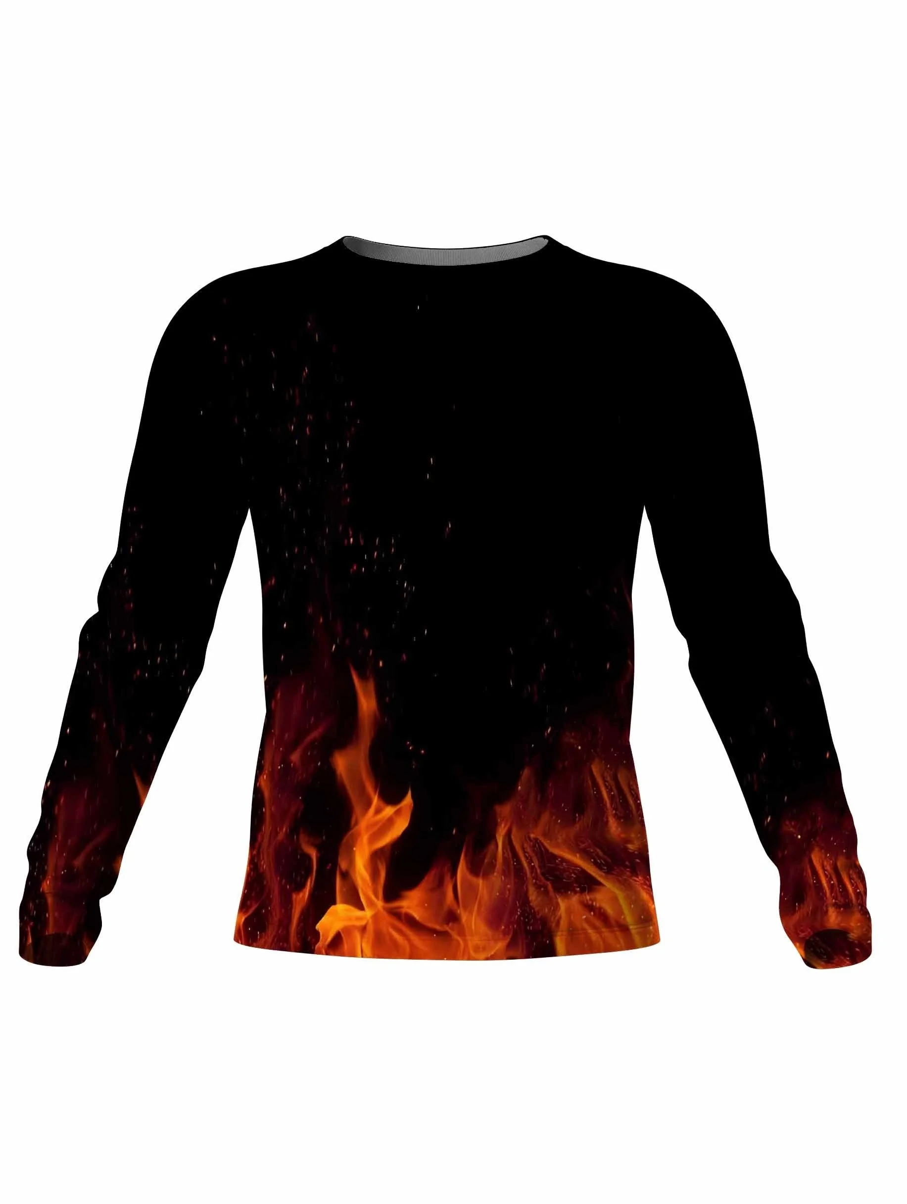 

Men's 3D Flame Printing Long Sleeve T-Shirt Casual Sports Crew Neck Top Knitted Fabric Regular Version Outdoor Sports Top