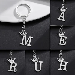 Mode Couronne A-Z Lettres Pendentif Porte-clés pour les Amoureux Argent document 26 Alphabet Porte-clés Femmes Voiture Porte-clés Unique Nom Bijoux