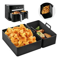 2PCS Air Fryer Silicone Tray Dish Rectangular Reusable Silicone Liners Basket Baking Pan Oven Pot Plate Air Fryer Accessories