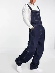 Men Overalls Jeans Large Size Denim Bib Casual Daily High Quality Multi-pocket New Loose Suspender Long Pants