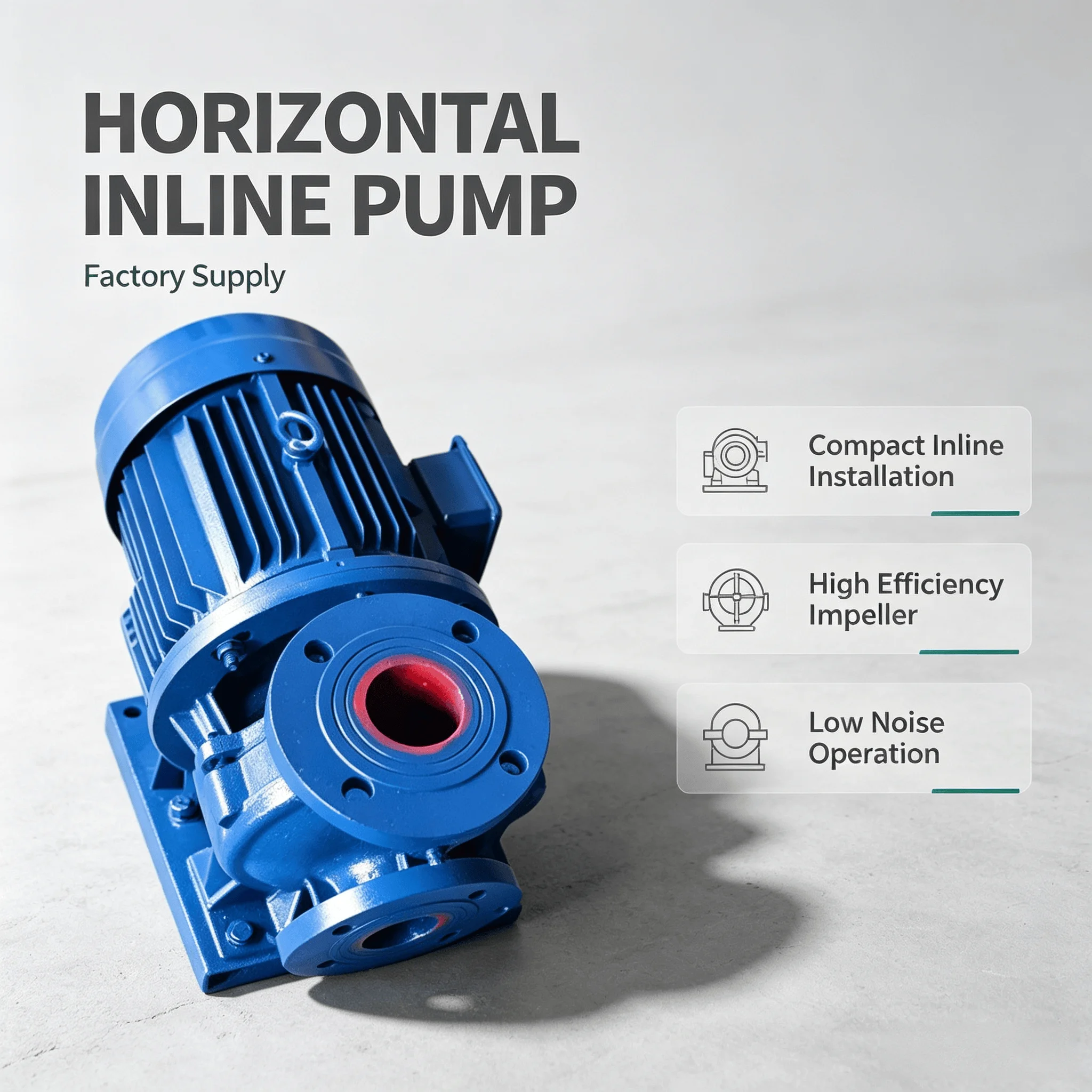 ISW Horizontal Inline Centrifugal Pipeline Pump High Flow High Head Water Booster Pump For HVAC Cooling Circulation Factory