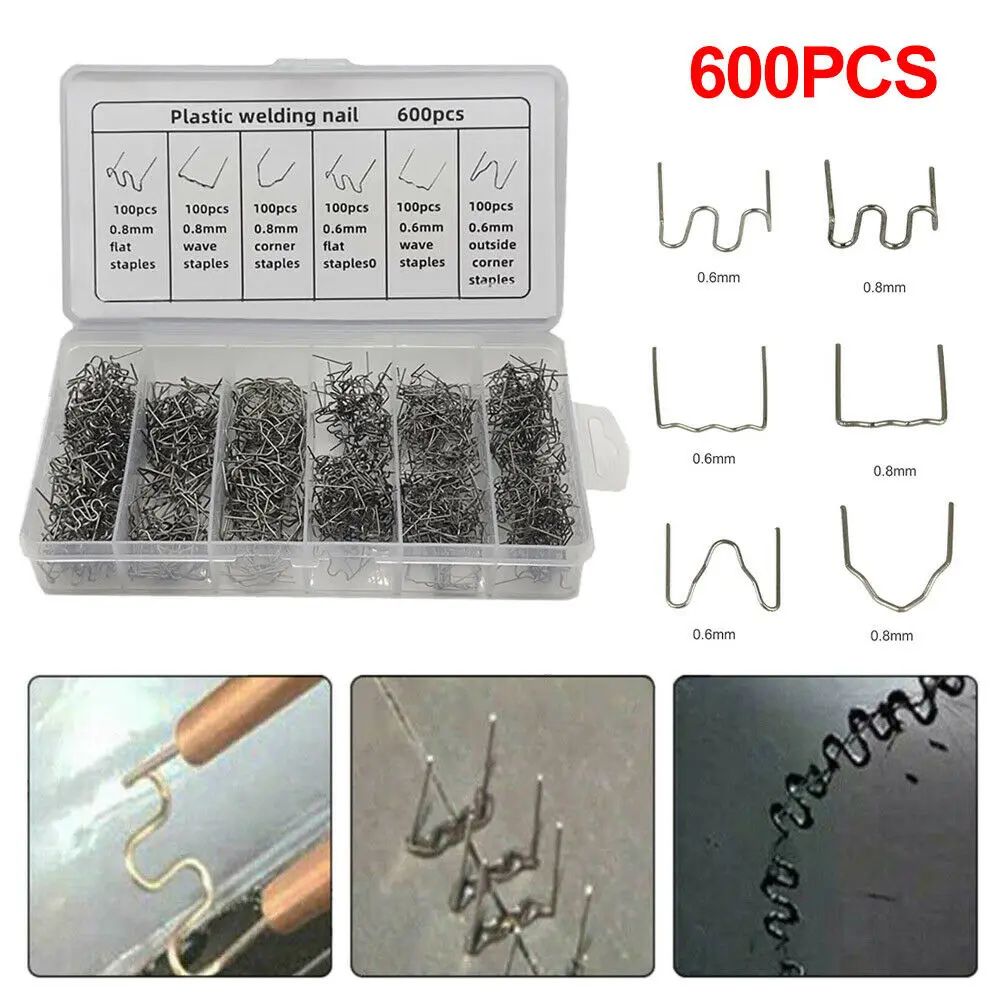 

600pcs 0.6/0.8mm Hot Stapler Staples For Plastic Welder Automotive Repair Machine Welding Wire Car Bumper Repair Welding Machine