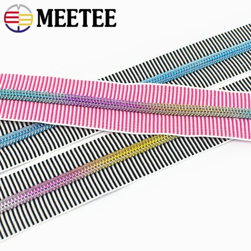 1/2/3/4M 5# Stripe Zippers for Sewing Bag Shoes Nylon Zipper Tapes Pencilcase Plastic Zips By Meter DIY Garment Accessories