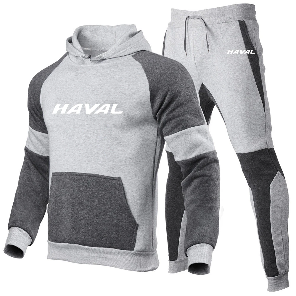 Haval-Sudadera con capucha y cremallera para hombre, pantalones de chándal Harajuku deportivos de Color degradado, traje versátil y cómodo, primavera y otoño, novedad de 2024