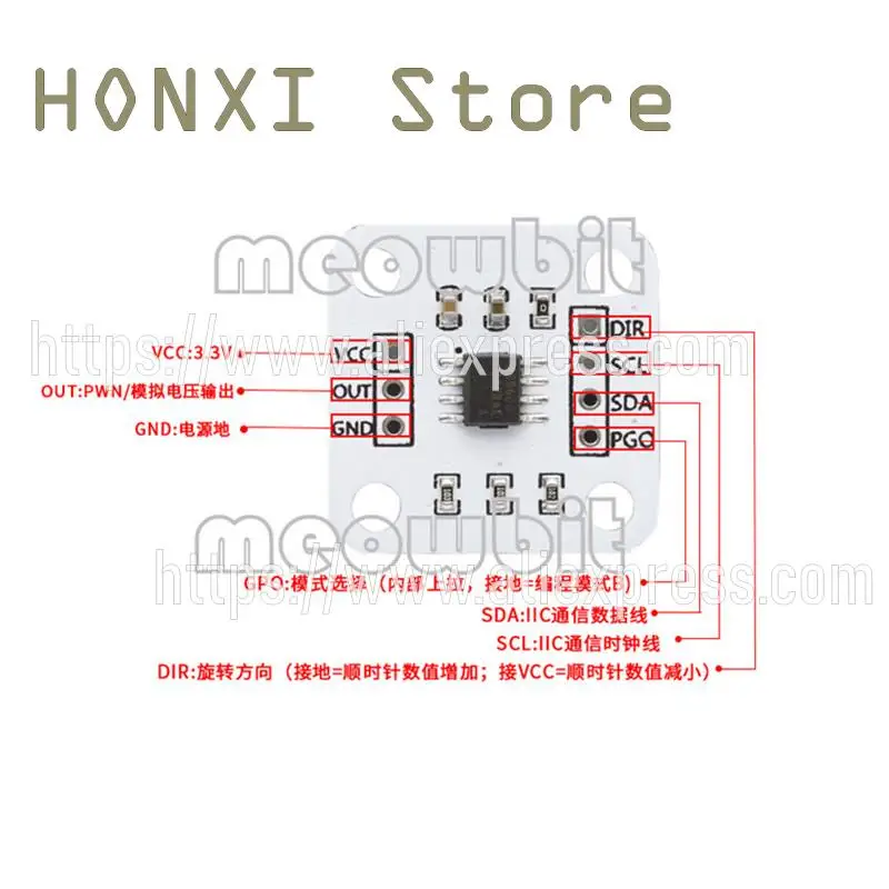 1Pcs AS5600 Inductie Magnetische Encoder 12 Bit Hoge Precisie Hoek Meting Sensor Module Om De Magneet