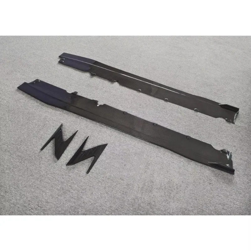 Car Side Skirt Upgraded Aul Style Dry Carbon Fiber Side Skirt Edge Spoiler Suitable for   EVO