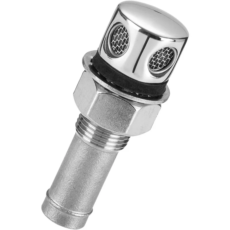 316 Stainless Steel Boat Fuel Tank Vent Dual-Port Marine Gas Vent Mesh Spark Gasket for 5/8