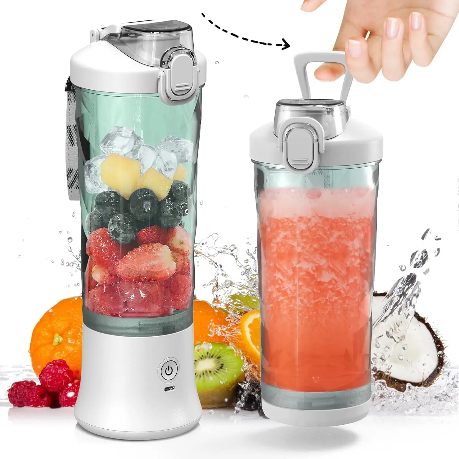 

Powerful 20 oz Personal Portable Blender BPA Free USB C Rechargeable Blender with Travel Lid for Shakes Smoothies Home Travel