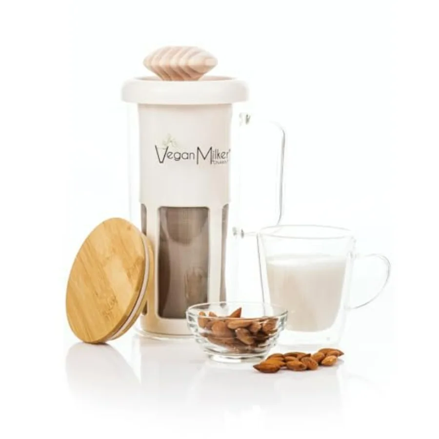 

Soul Kitchen Tool for Plant Milks from Nuts Grains or Seeds Wooden Mortar with Free Recipe E-Book