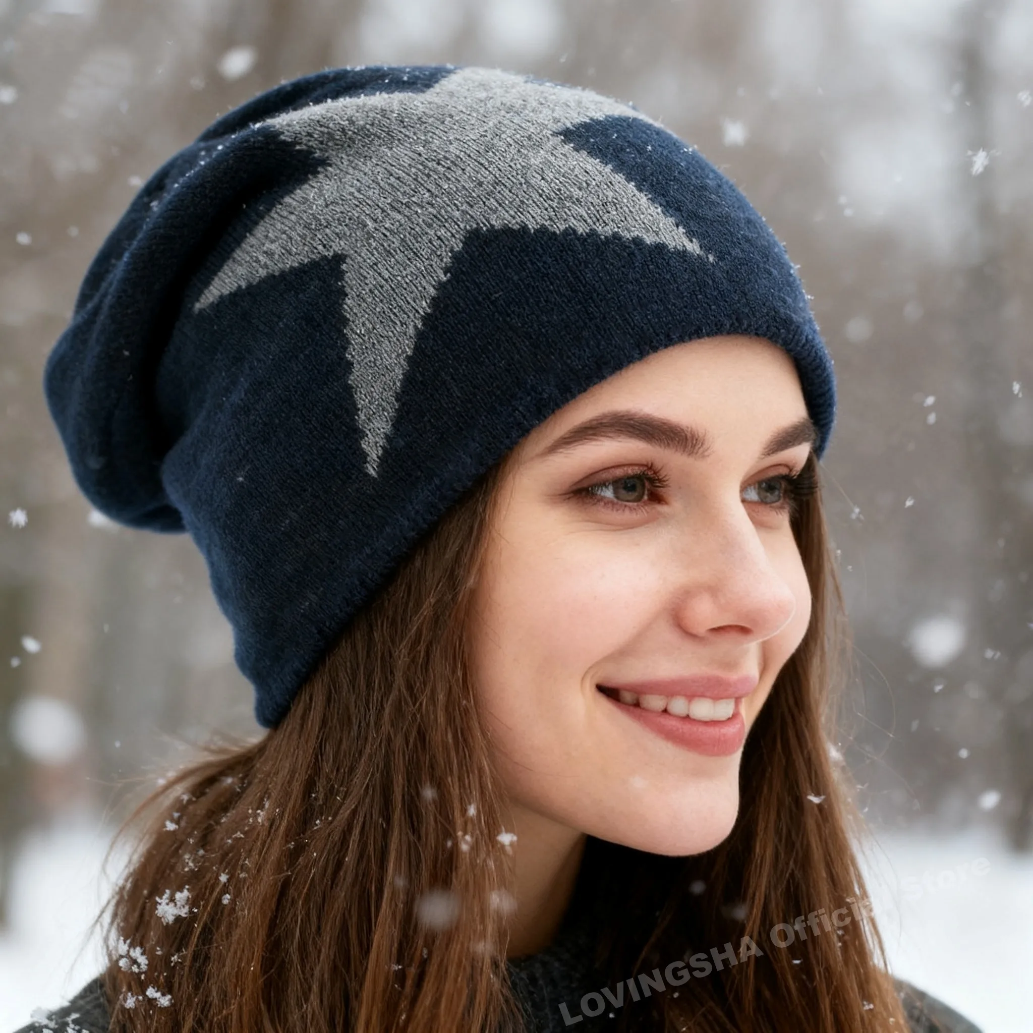 LOVINGSHA Faux Fur Warm Baggy Knitted Hat Men Beanies Knit Skullies Bonnet Hats For Men Women Beanie Men\'s Winter Hat Caps