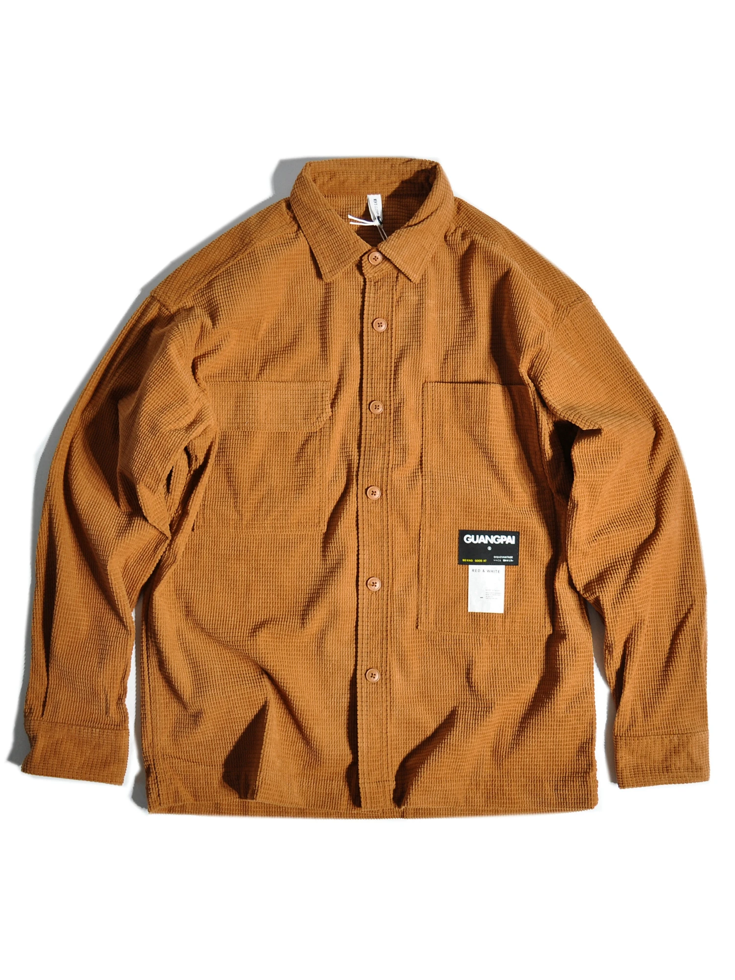 

Retro Japanese Sle Workwear irt Corduroy Casual Loose Men's irt with Big kets High Street Sle Autumn Outerwear