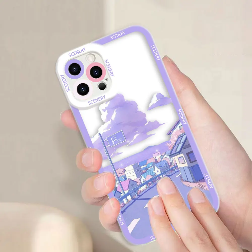 Cover Clear Case For Samsung S25 A04 A05 A05S A11 S10 S20 S21 S22 S23 S24 FE PLUS ULTRA 5G Case City View Avenue Cherry Blossoms