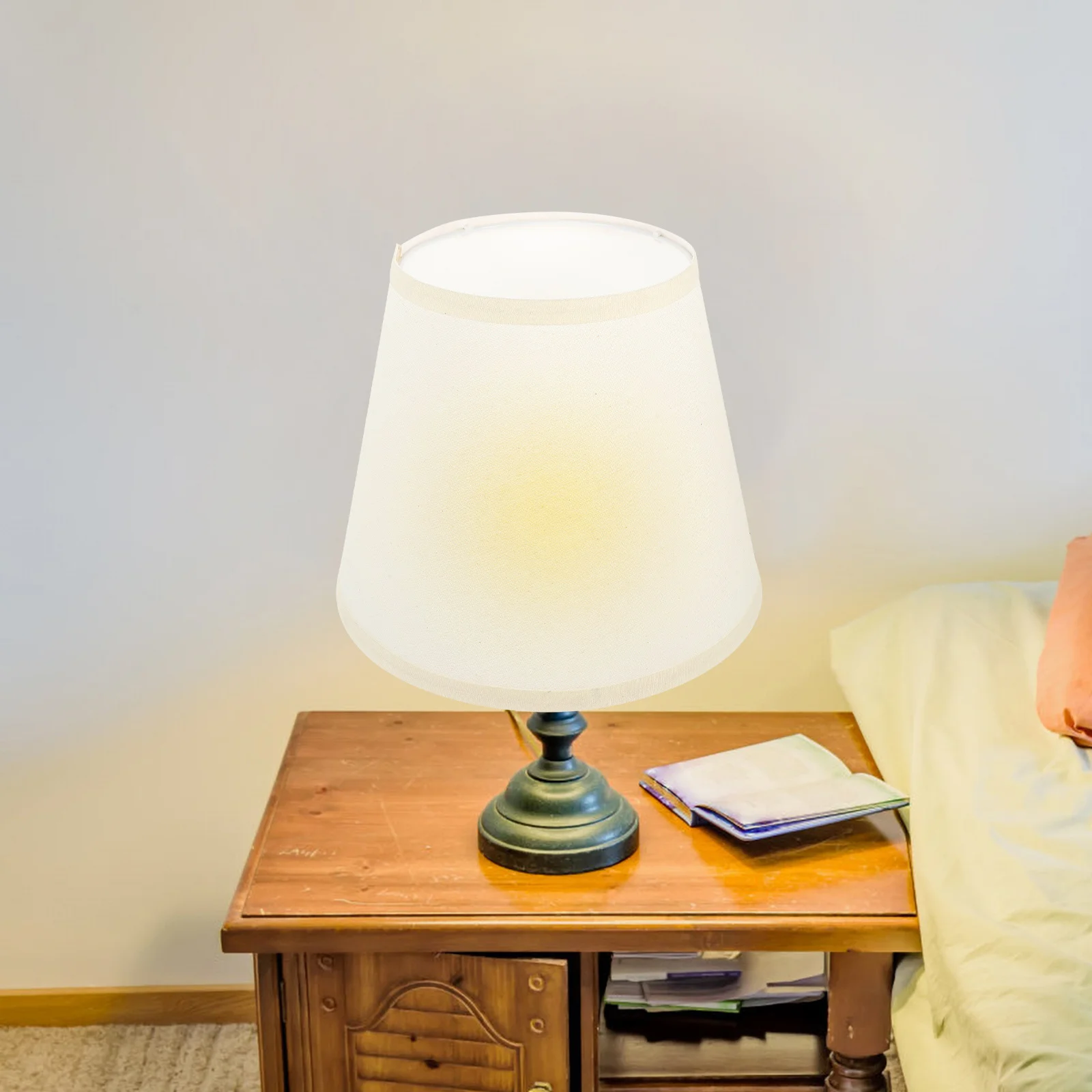 الكتان الجدول غطاء مصباح نصف دائري طبل عاكس الضوء غطاء لغرفة النوم السرير غرفة ديكور النسيج غطاء مصباح عاكس الضوء المنزل #2