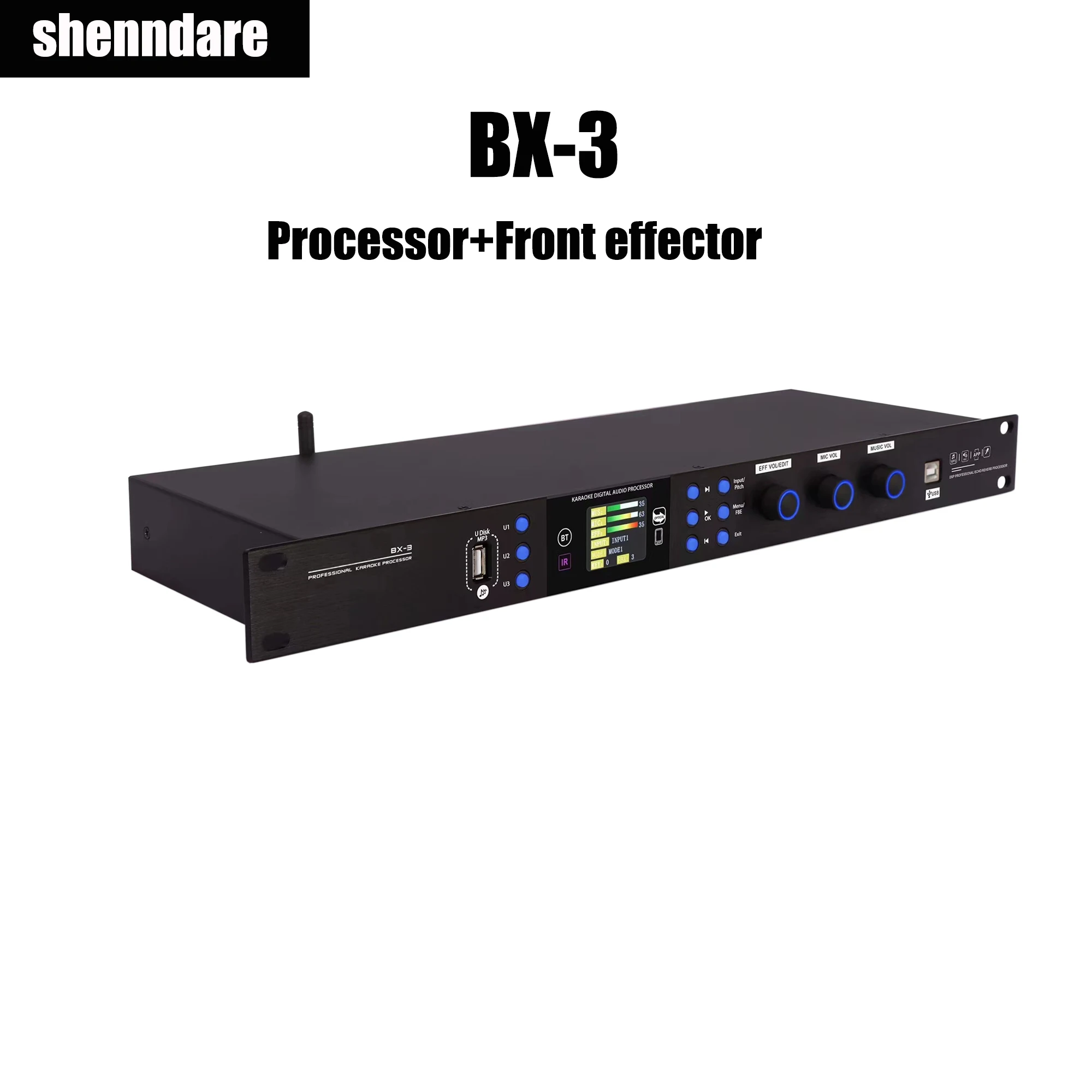 

32Bit DSP Digital Audio Pre-Effects Processo With Bluetooth APP For Karaoke Sound System Professional Speaker Audio Processor