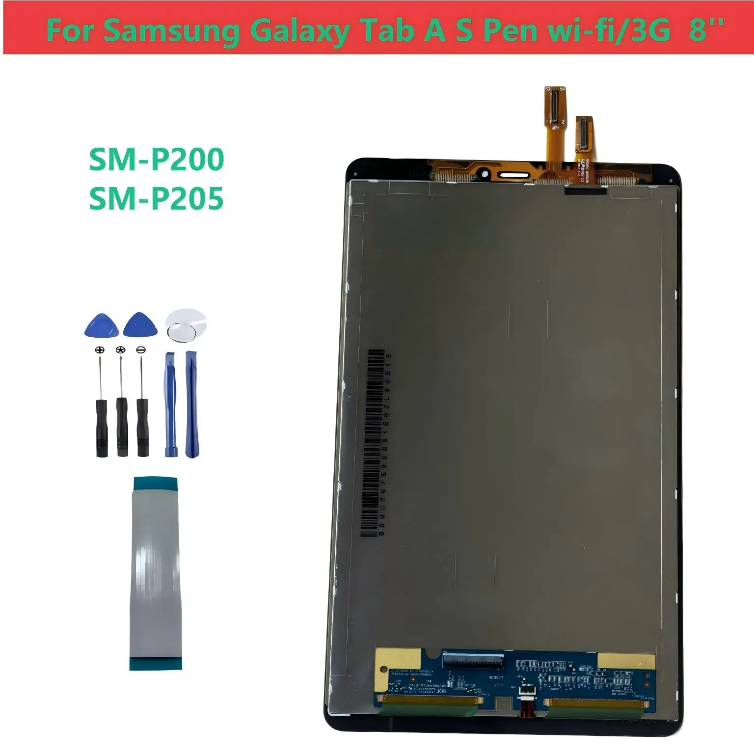 

Для Samsung Galaxy Tab A S Pen Wi-Fi 3G SM-P200 SM-P205 P200 P205 8-дюймовый ЖК-дисплей с сенсорным экраном и стеклом в сборе