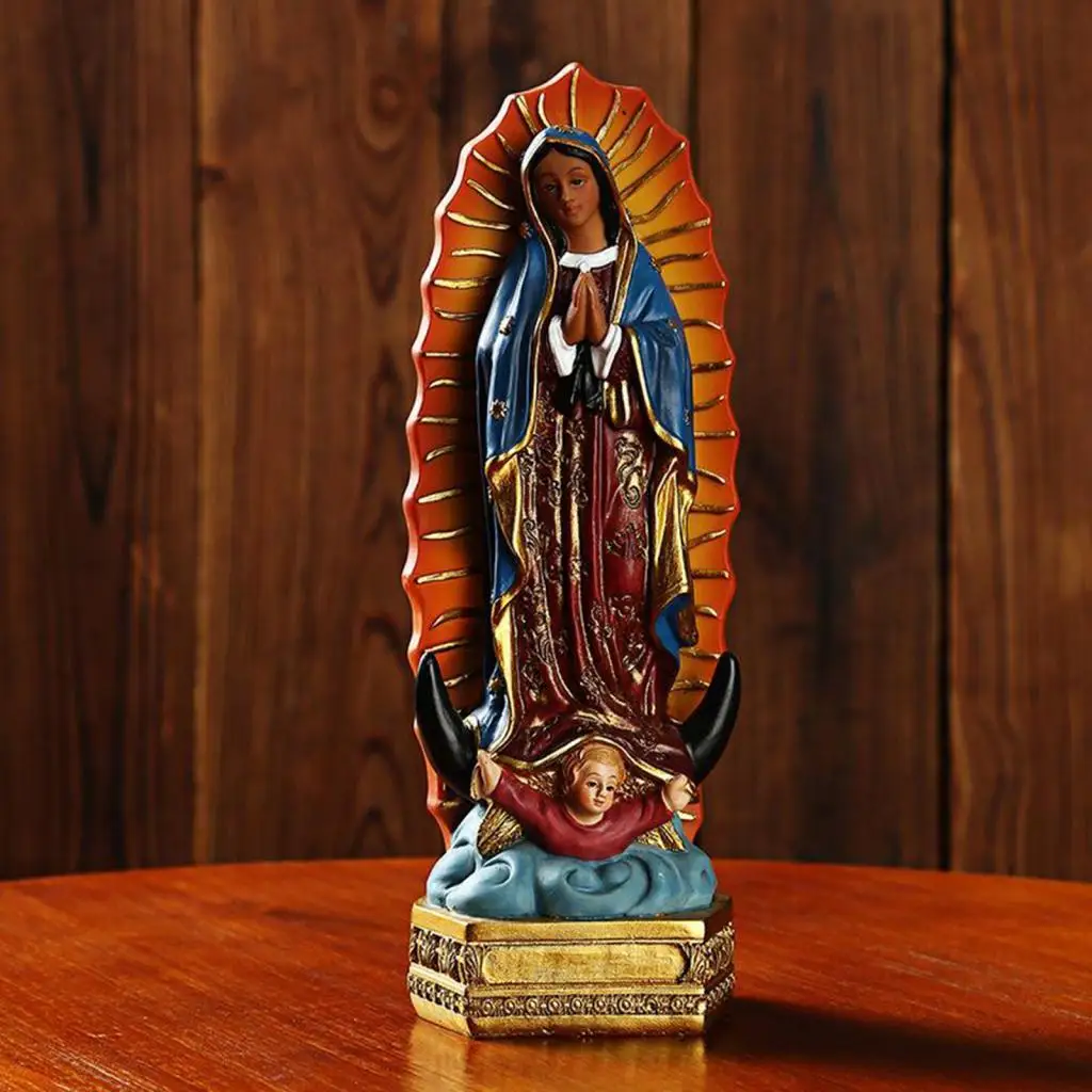 Our Lady of Guadalupe Rosary Holder Resin Virgin Mary Figurines Statue Scale Renaissance Collection Gifts Home Decor