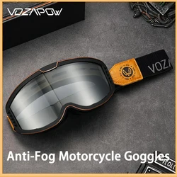 Vozapow Motorcycle Goggles Retro Photochromic Motocross Cycling Goggles Vintage For Over Glasses Anti Fog UV Skiing Sunglasses