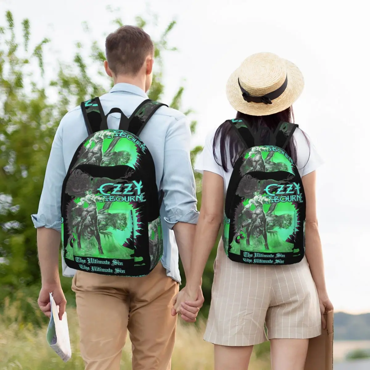 ヘビーメタルロックオジー・オズボーン究極サンバーストネオン V2 バックパックユースビッグバックパック高校バッグトレッキングリュックサック