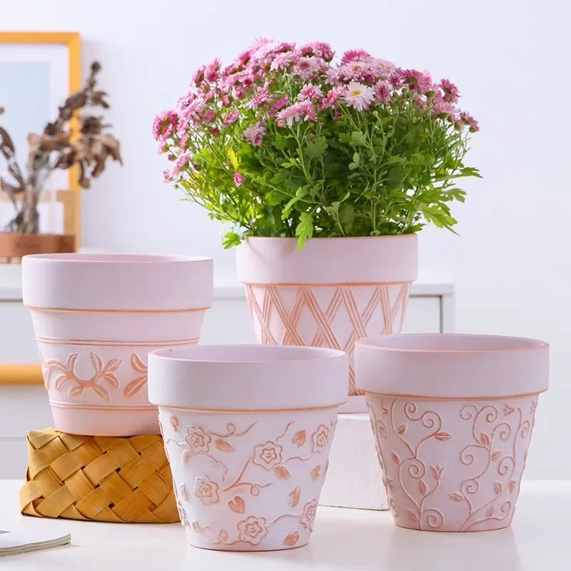 Ceramic Flower Pot with Tray Gardening Pots Planters Accessories