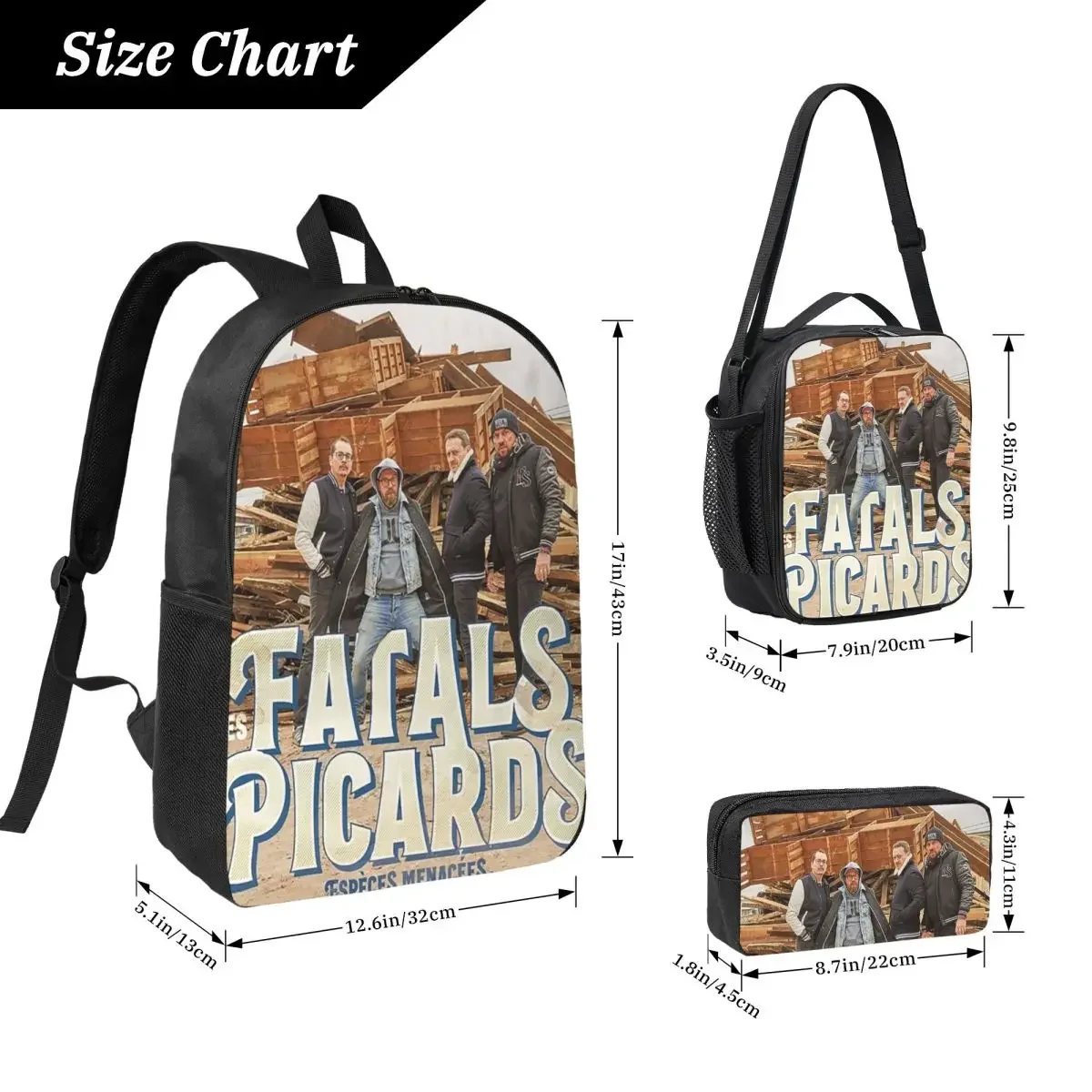 Les Fatals Picards Especes Menacees Album 2019 Backpack BookBag School Bag Shoulder Bags 3ps Insulated Lunch Bag Pencil Case