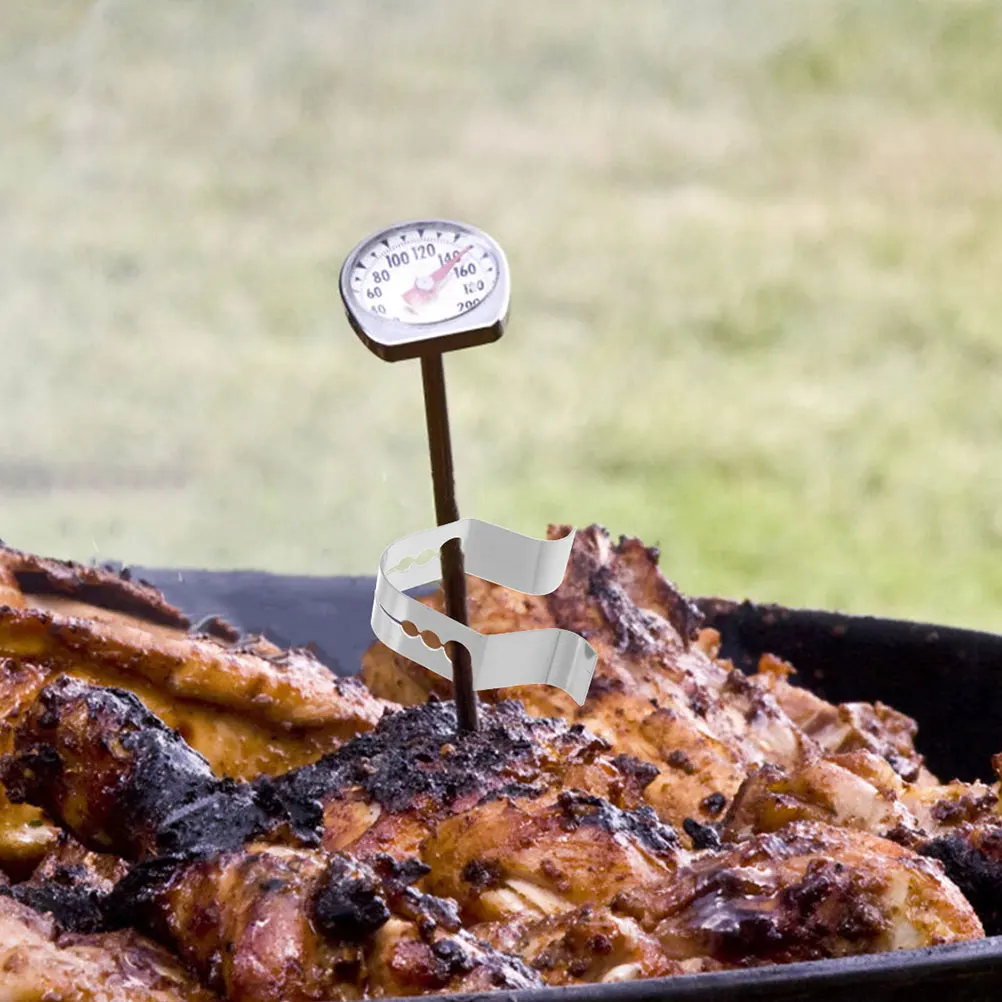 

Multi-Hole Stainless Steel Temperature Probe Clip Grill Thermometer Holder Pot Pan Clip Food Probe Thermometer Holder