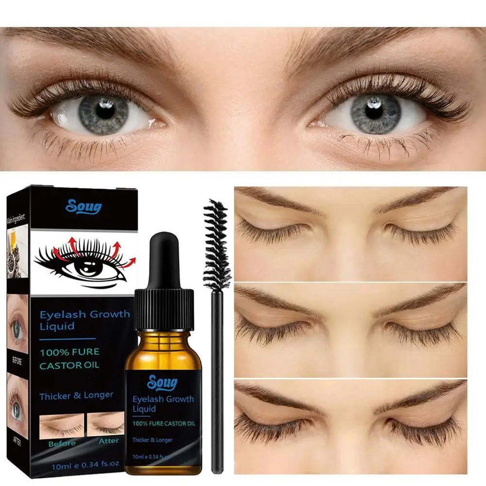 Rímel de óleo de rícino, denso, fino, enrolado, cosméticos, maquiagem nutritiva, intensificador de cabelo, soro de crescimento de cílios p0g3