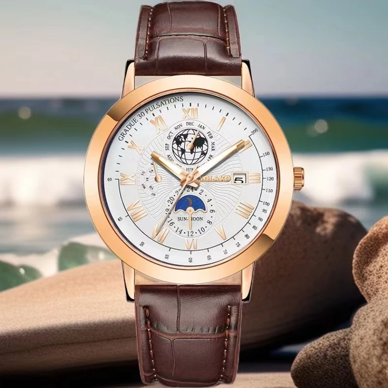 

New men's quartz watch Leather Mens Luxury Business gentlemanliness Quartz Wrist Watch for Business activity