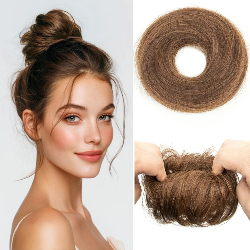 

Накладной пучок без зажимов, готовый к использованию, с эластичной резинкой, 100% натуральные волосы Реми, 15 г, для мгновенной и легкой укладки для женщин