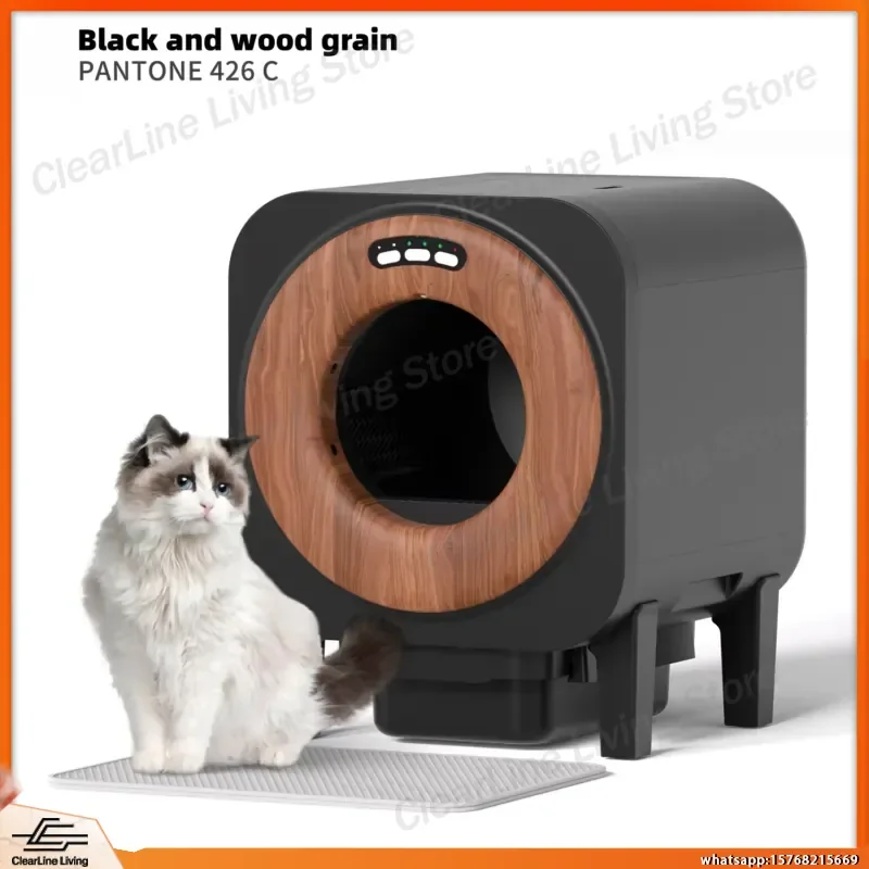 

Automatic Electric Cat Litter Box Smart Self Cleaning Large Capacity Odor Control Fully Enclosed Wooden Design for Home Use